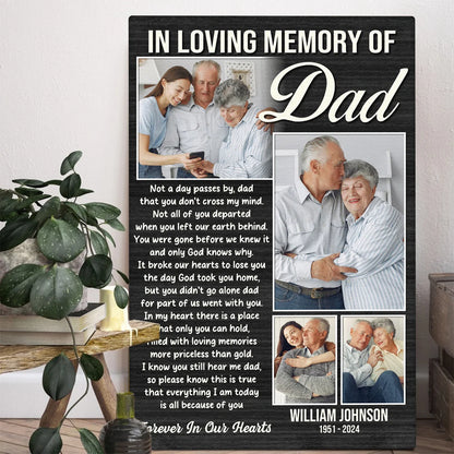 "In Loving Memory Of Dad" Personalized Canvas / Poster - Custom Wall Art Photo Collage Sympathy Gift
