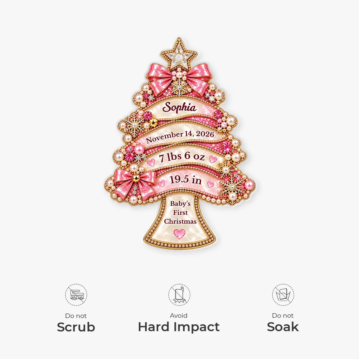 Tiny Miracle Personalized Baby's First Christmas Acrylic Ornament - Keepsake for New Parents