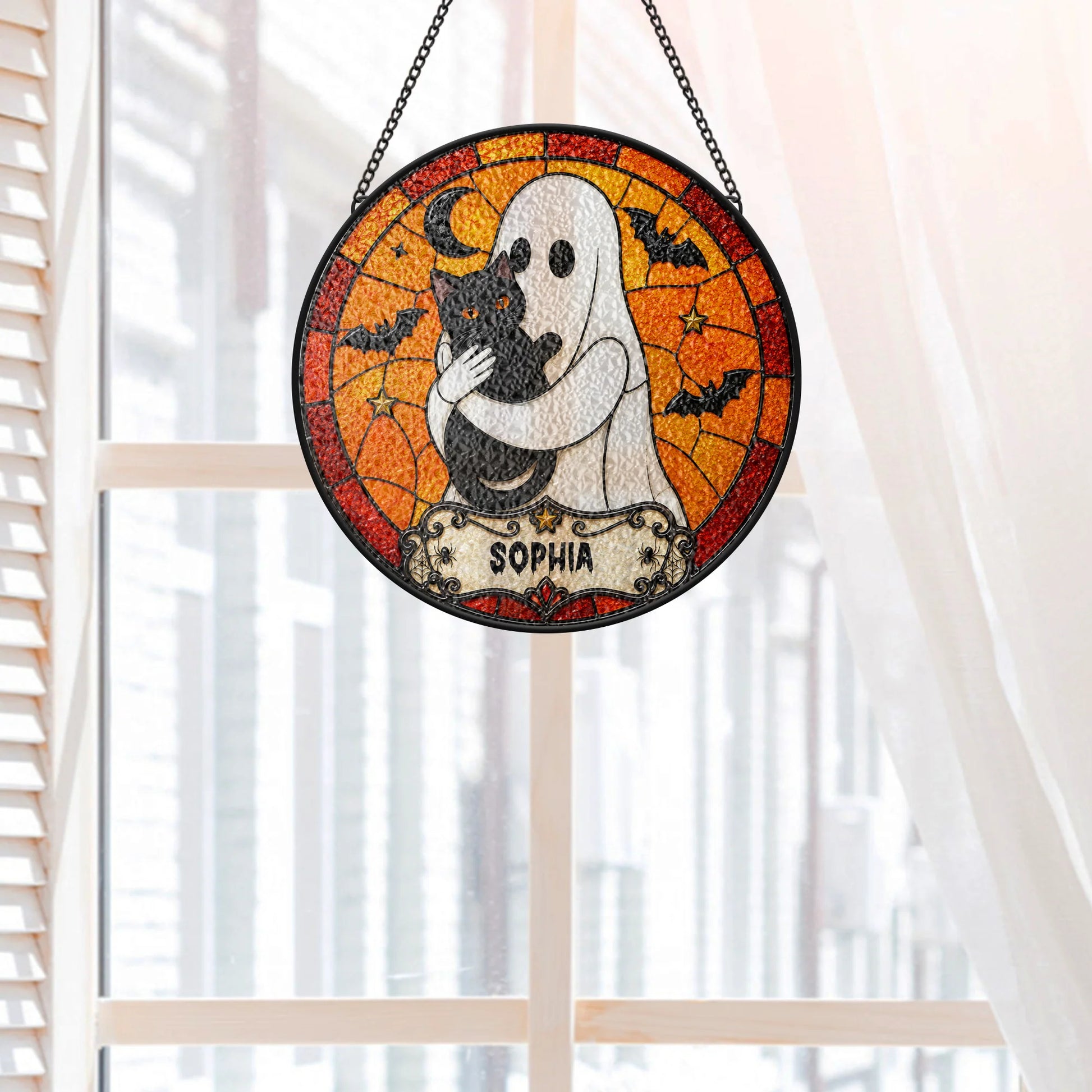 Gothic Skull Key Glass Suncatcher - Personalized Halloween Decor Gift for Friends