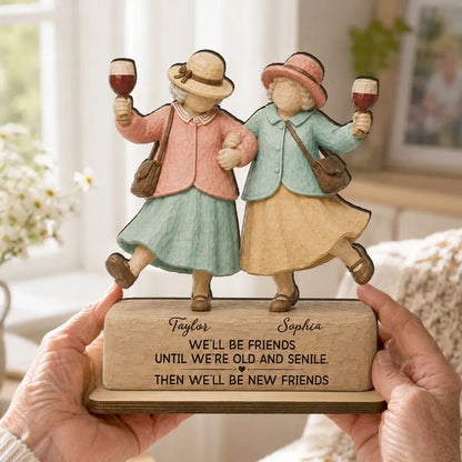 Plaque material and size view - Personalized Best Friend Wooden Plaque