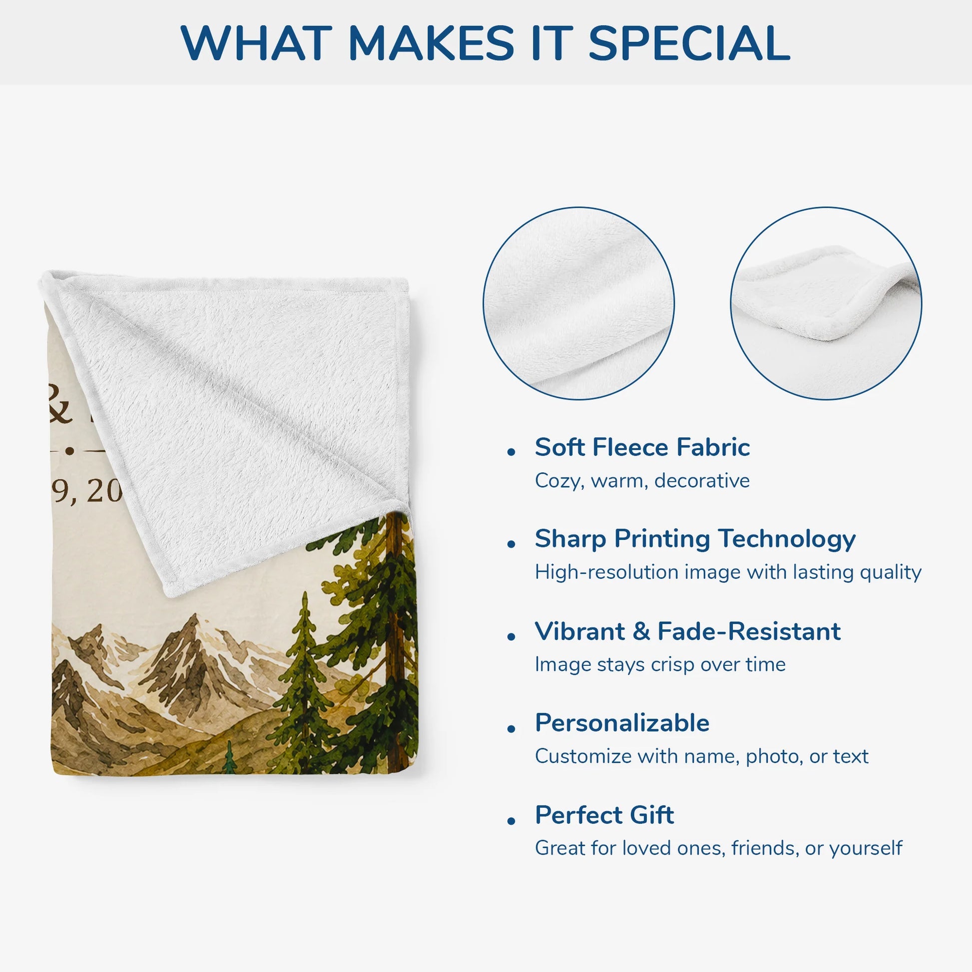 Mountain Landscape Personalized Couple Blanket - Custom Names & Date Anniversary Gift