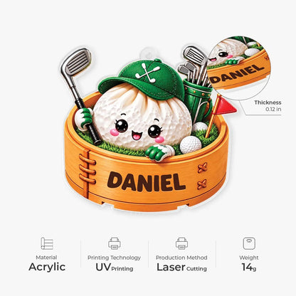 Cute Dumpling Golf Ball Personalized Acrylic Ornament - Christmas Keepsake Gift for Golfers
