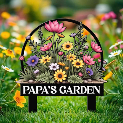 Personalized Garden Metal Sign with Stakes - Custom Metal Yard Stake for Mom Grandma Papa