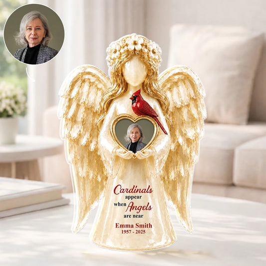 Cardinals Appear When Angels Are Near - Personalized Acrylic Plaque for Family Memorial Gift