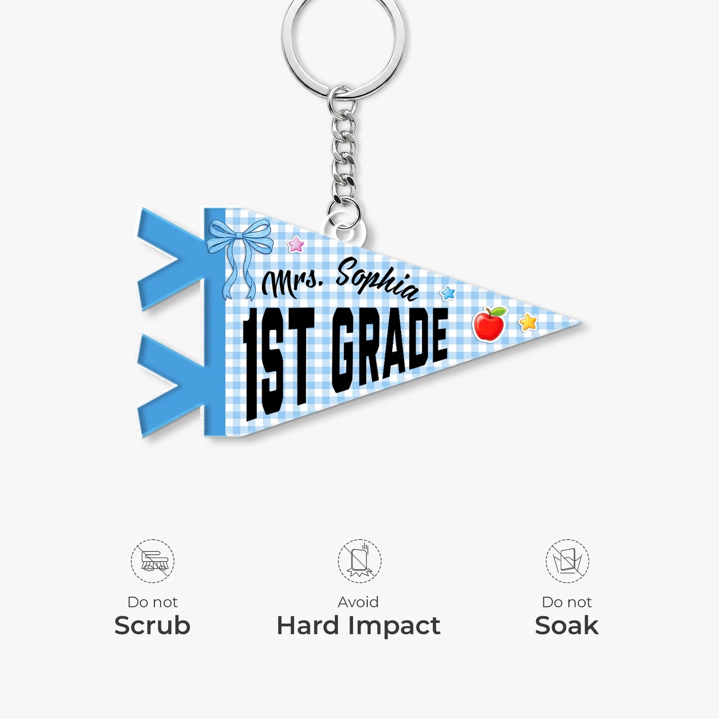 Custom Pennant Flag Acrylic Keychain - Personalized Back to School Gift