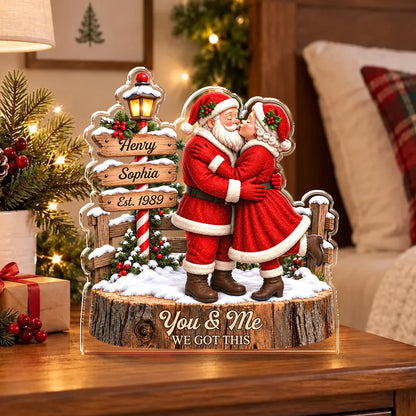 Growing Old Together Personalized Christmas Acrylic Plaque - Custom Santa Couple Keepsake Gift for Wife & Husband