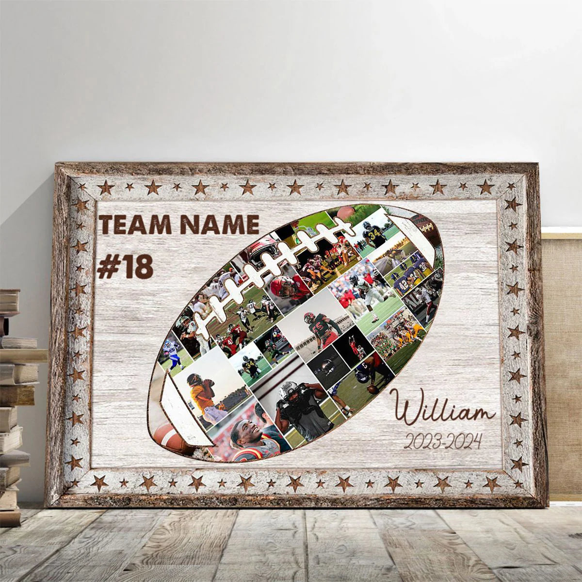 Canvas / Poster material and size view - Custom Football Photo Collage Canvas