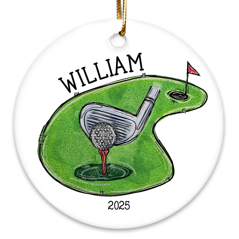 Personalized Golf Ceramic Ornament - Custom "Hole in One" Christmas Keepsake Gift for Golf Lovers