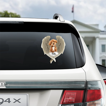 Custom Pet Photo Angel Wings Decal Sticker - Personalized Dog Cat Memorial Tribute Gift
