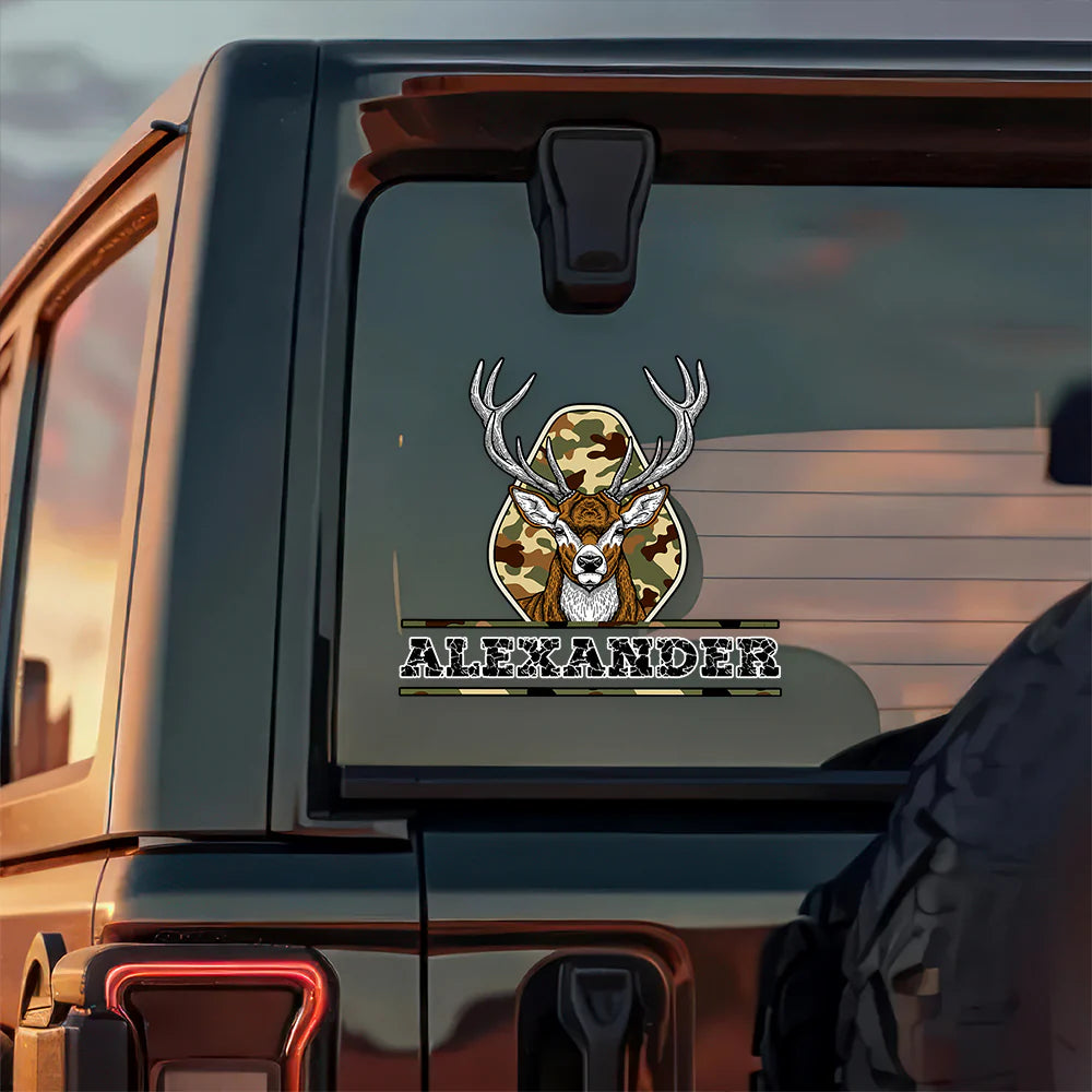 Personalized Deer Hunting Car Decal personalization view for Dad