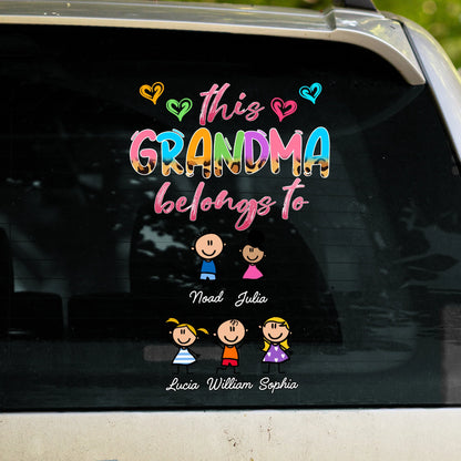 This Grandma Belongs To Hearts And Cartoon Children Decal