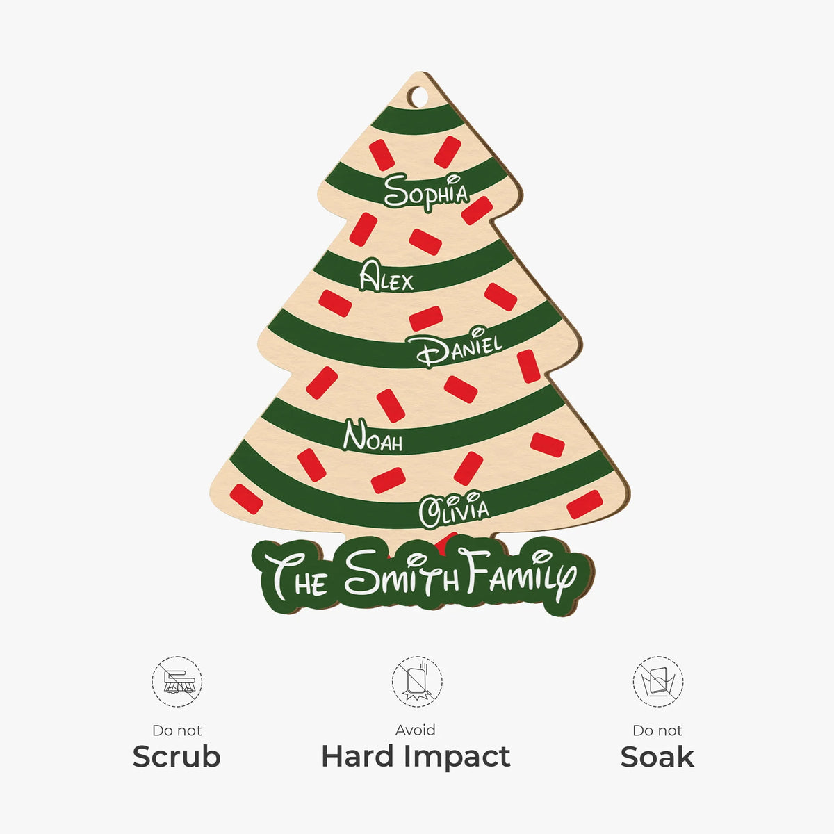 Personalized Christmas Tree Wooden Ornament - Custom Family Names Holiday Keepsake Gift