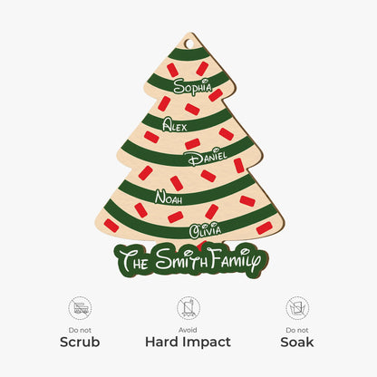 Personalized Christmas Tree Wooden Ornament - Custom Family Names Holiday Keepsake Gift