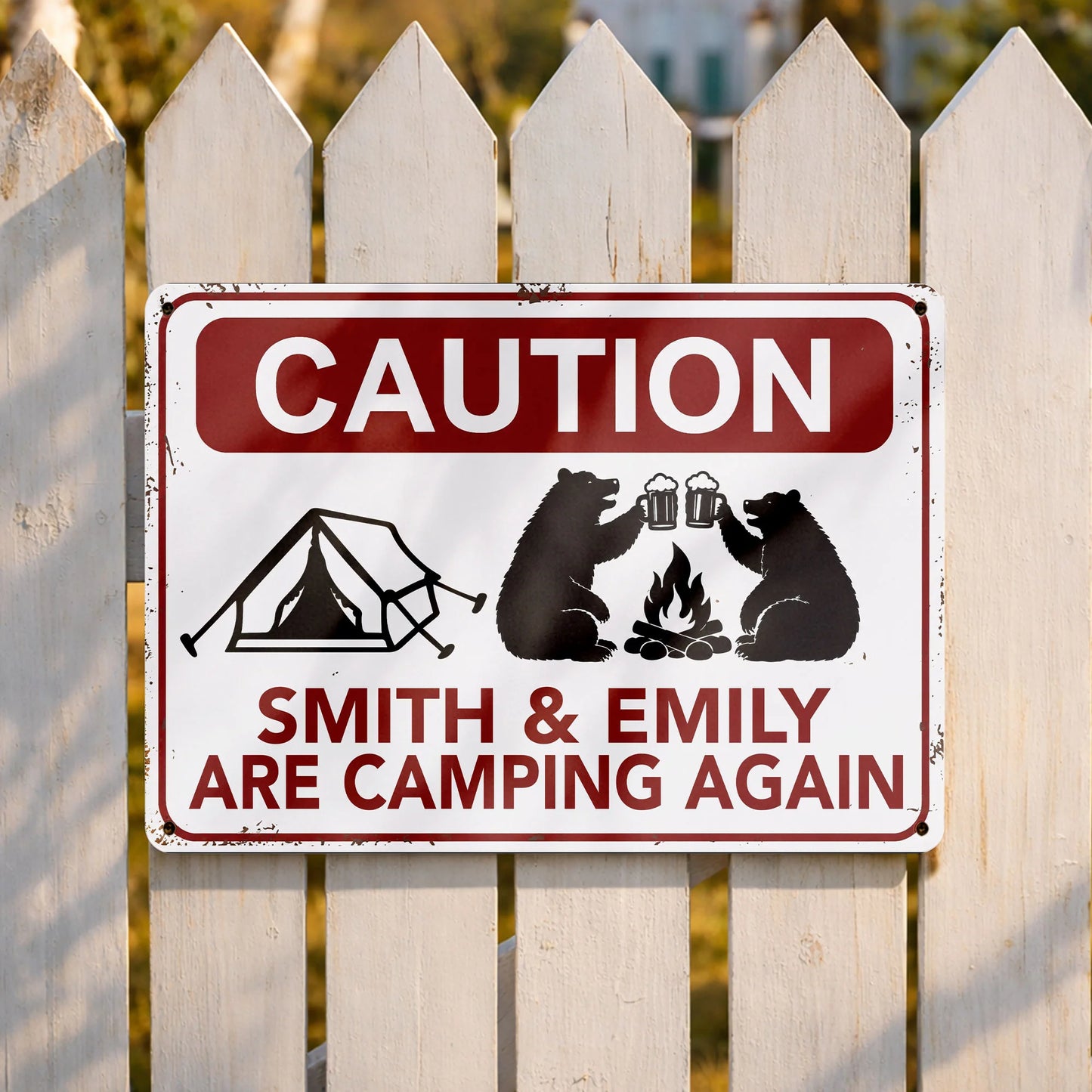 Custom Camping Metal Sign personalization view for Couples