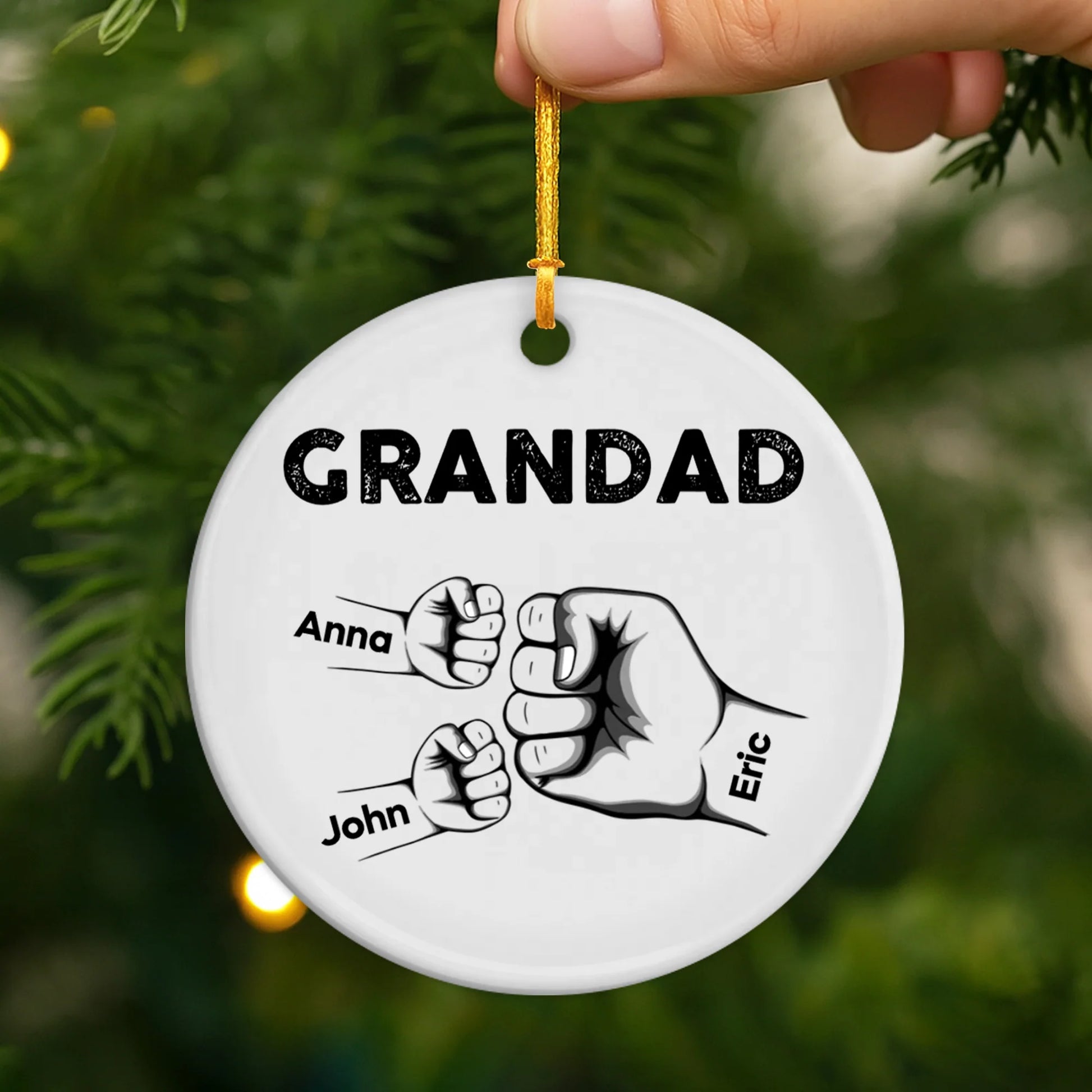 Personalized Dad Fist Bump Ornament personalization view for Dad