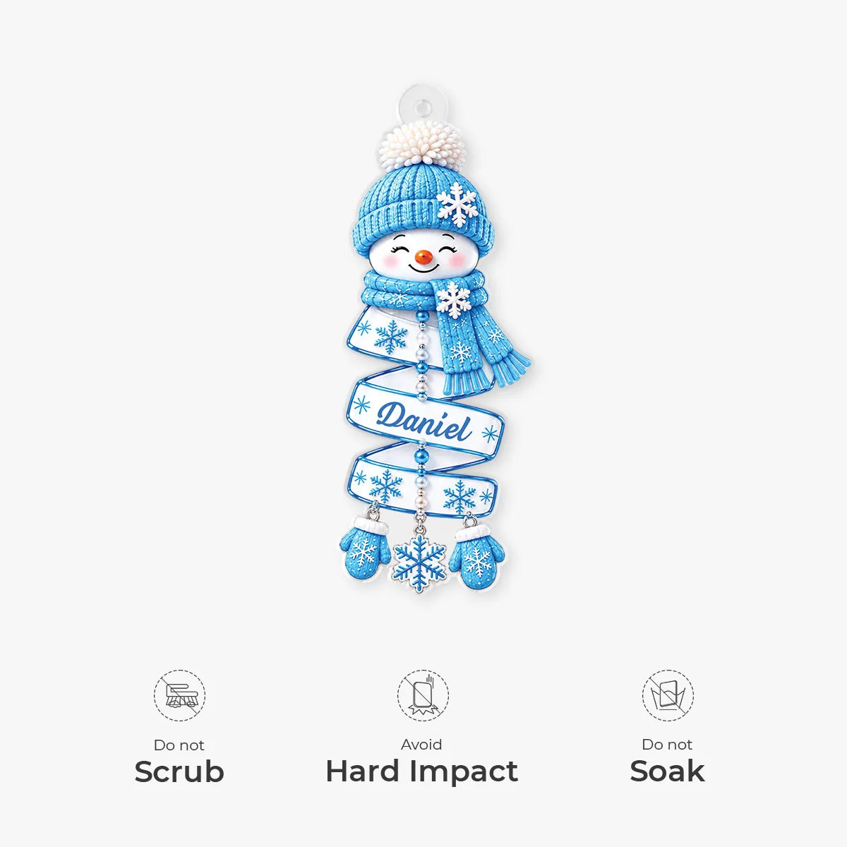 Personalized Cute Snowman Acrylic Ornament - Custom Name Christmas Tree Decor for Kids