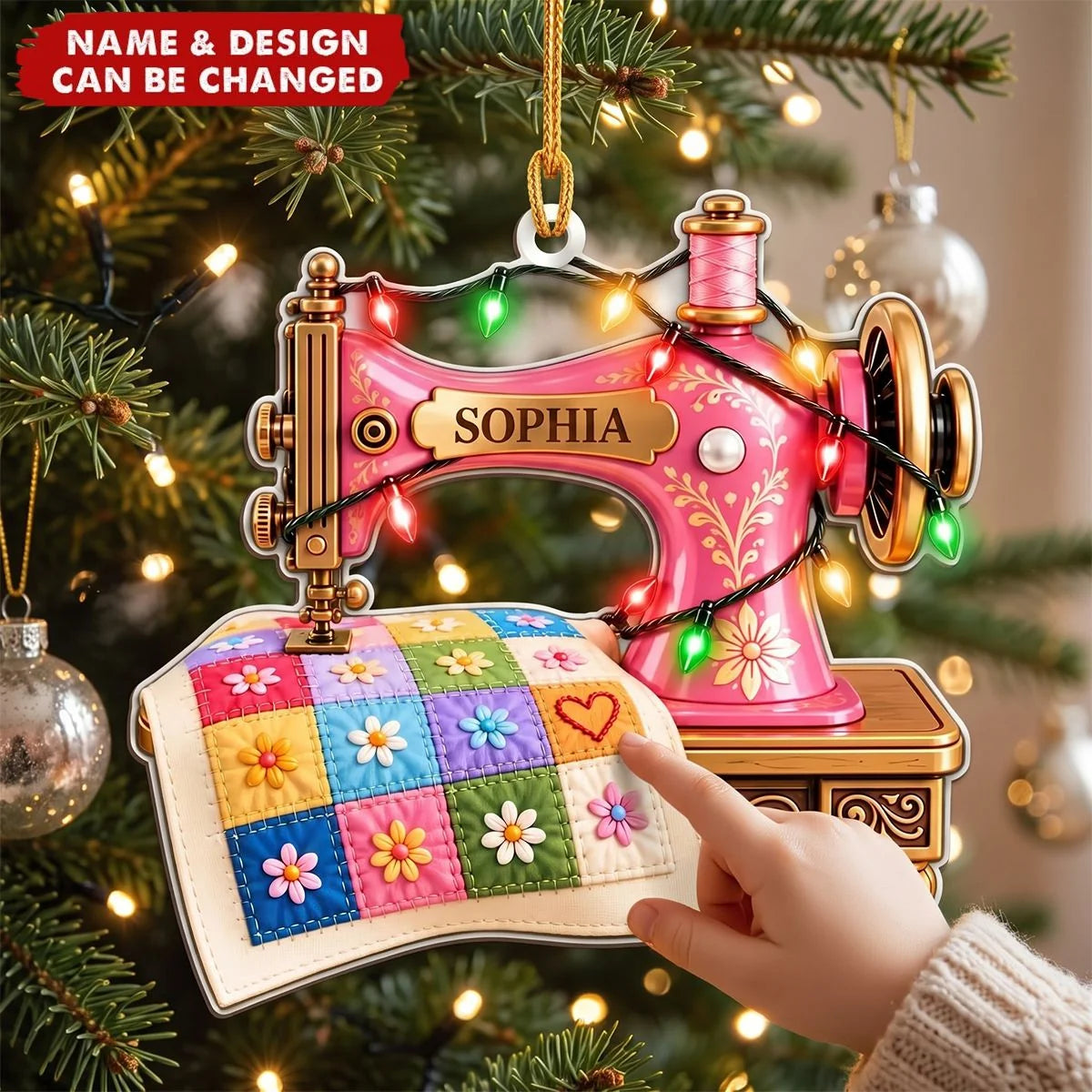 Sewing Machine Love Personalized Acrylic Ornament - Christmas Keepsake for Quilters