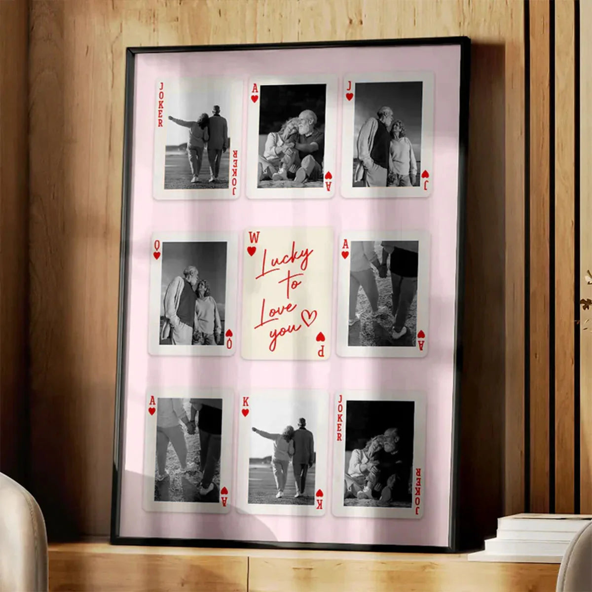 Canvas / Poster material and size view - Custom Playing Card Photo Collage