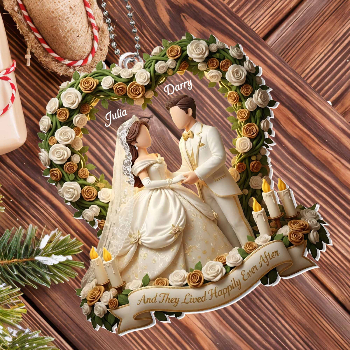 And They Lived Happily Ever After Bridal Couple and Roses