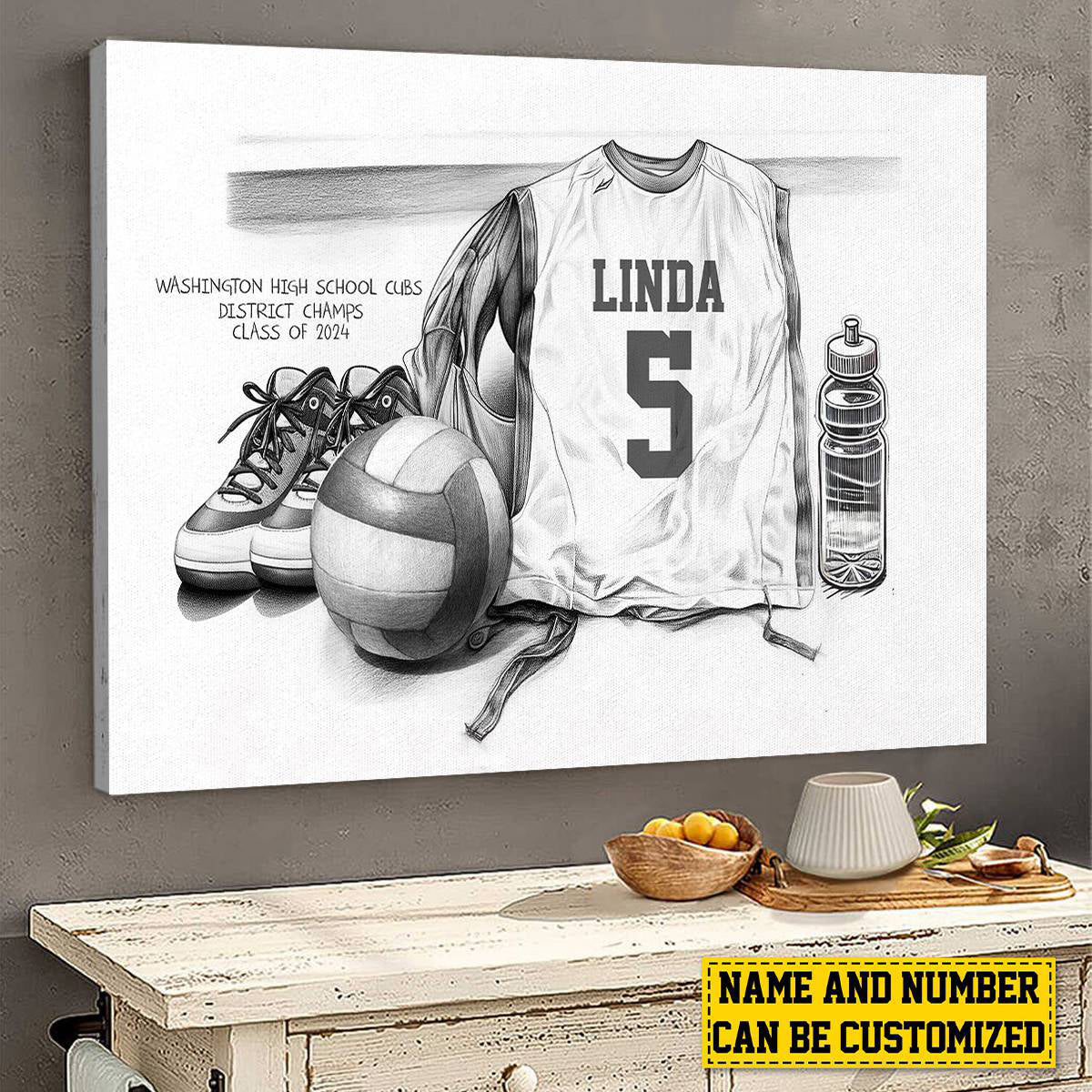Personalized Volleyball Team Canvas personalization view for Daughter/Granddaughter