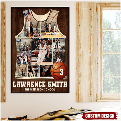 Personalized Basketball Photo Collage Canvas personalization view for Son/Grandson