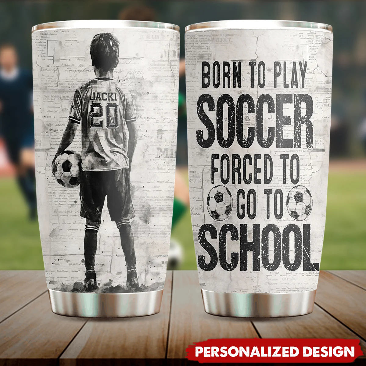Custom Soccer Kid Tumbler for Kids/Babies with personalized design details for meaningful gifting