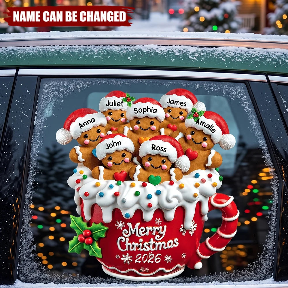 Merry Christmas 2026 Personalized Gingerbread Family Decal - Custom Holiday Sticker