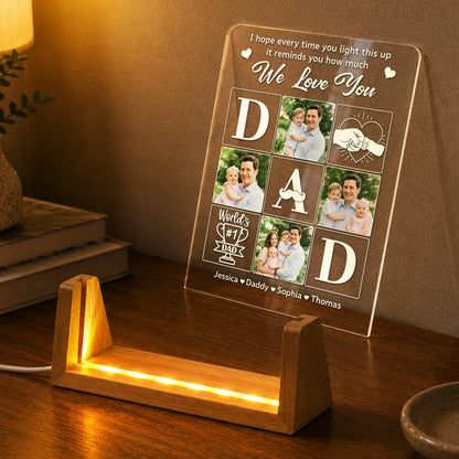 "We Love You" Personalized Photo LED Night Light - Custom Keepsake for Dad