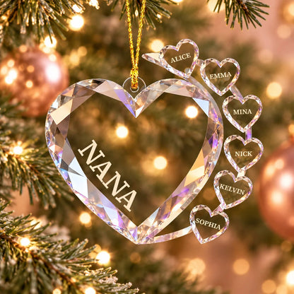 One Heart, Every Name Personalized Family Ornament - Christmas  Gift for Nana and Grandma's