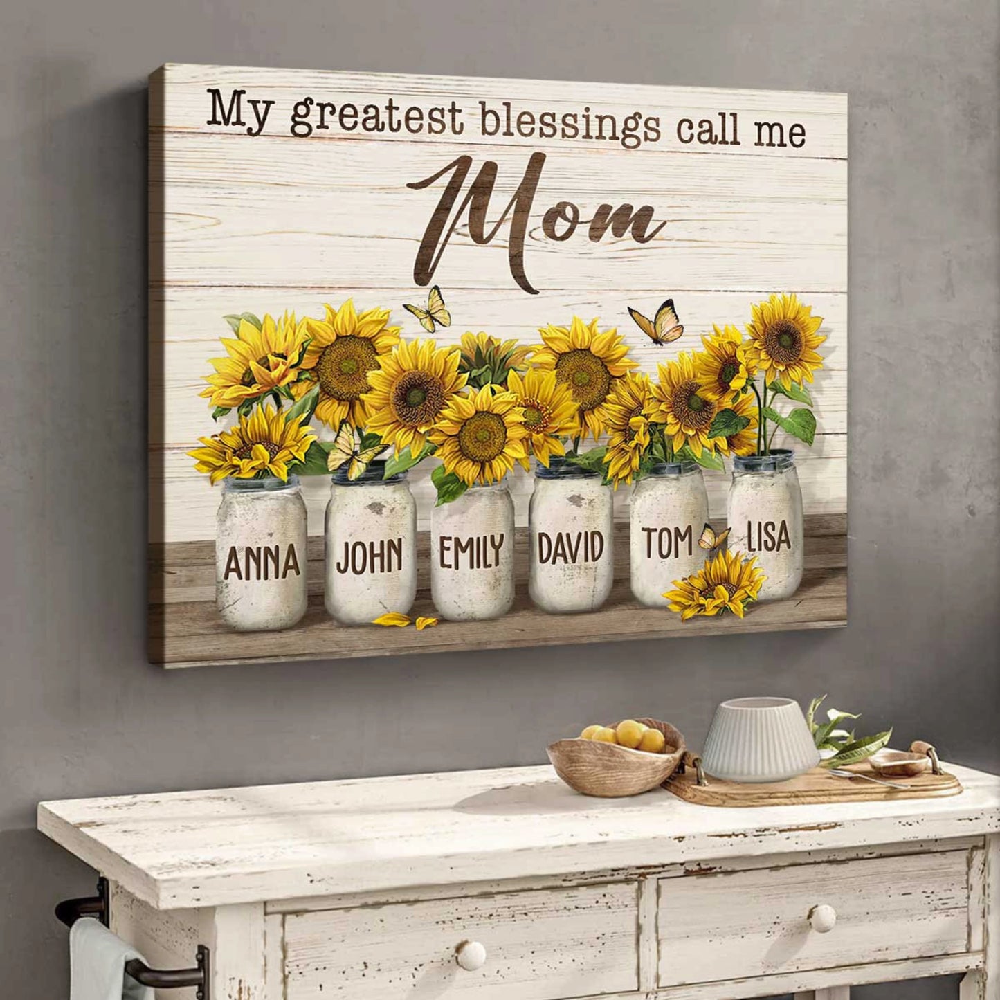 "My Greatest Blessings Call Me Mom" - Personalized Canvas / Poster Wall Art Gift for Mom