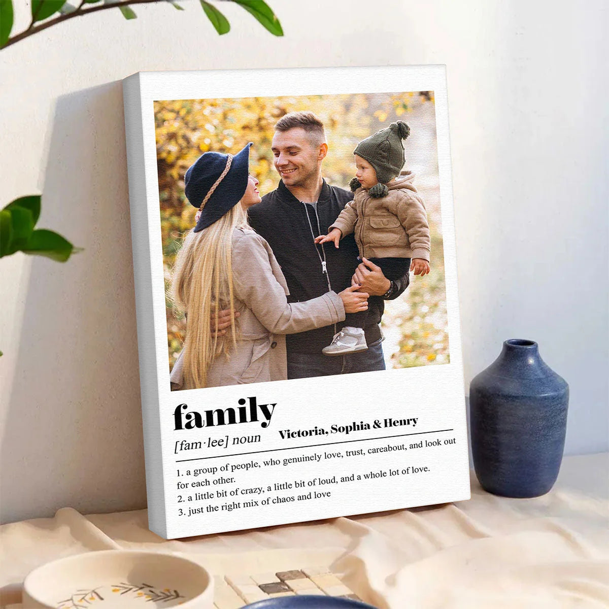 Family Definition Custom Photo Canvas / Poster - Personalized Wall Art Keepsake for Mom and Dad