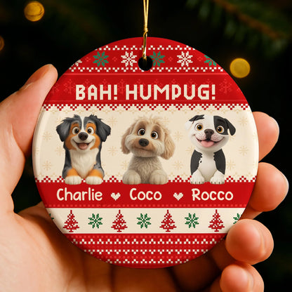 Bah Humpug With Dogs, Christmas Trees And Snowflakes
