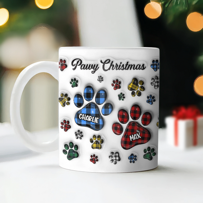 Pawy Christmas Personalized Ceramic Mug for Dog Lovers - Custom Pet Name Holiday Coffee Cup Gift