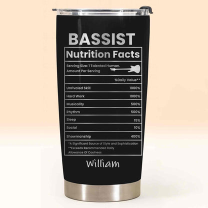 Bassist Nutrition Facts Tumbler for Dad with personalized design details for meaningful gifting image 7