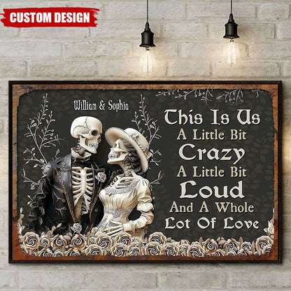 Custom Skull Couple Canvas Art for Couples with personalized design details for meaningful gifting