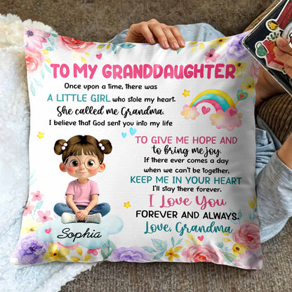"To My Granddaughter, the Little Girl Who Stole My Heart" Personalized Pillow - Custom Keepsake Gift from Grandma