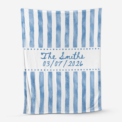 Custom Family Name and Date Blanket - Personalized Keepsake Gift for Couples & New Home