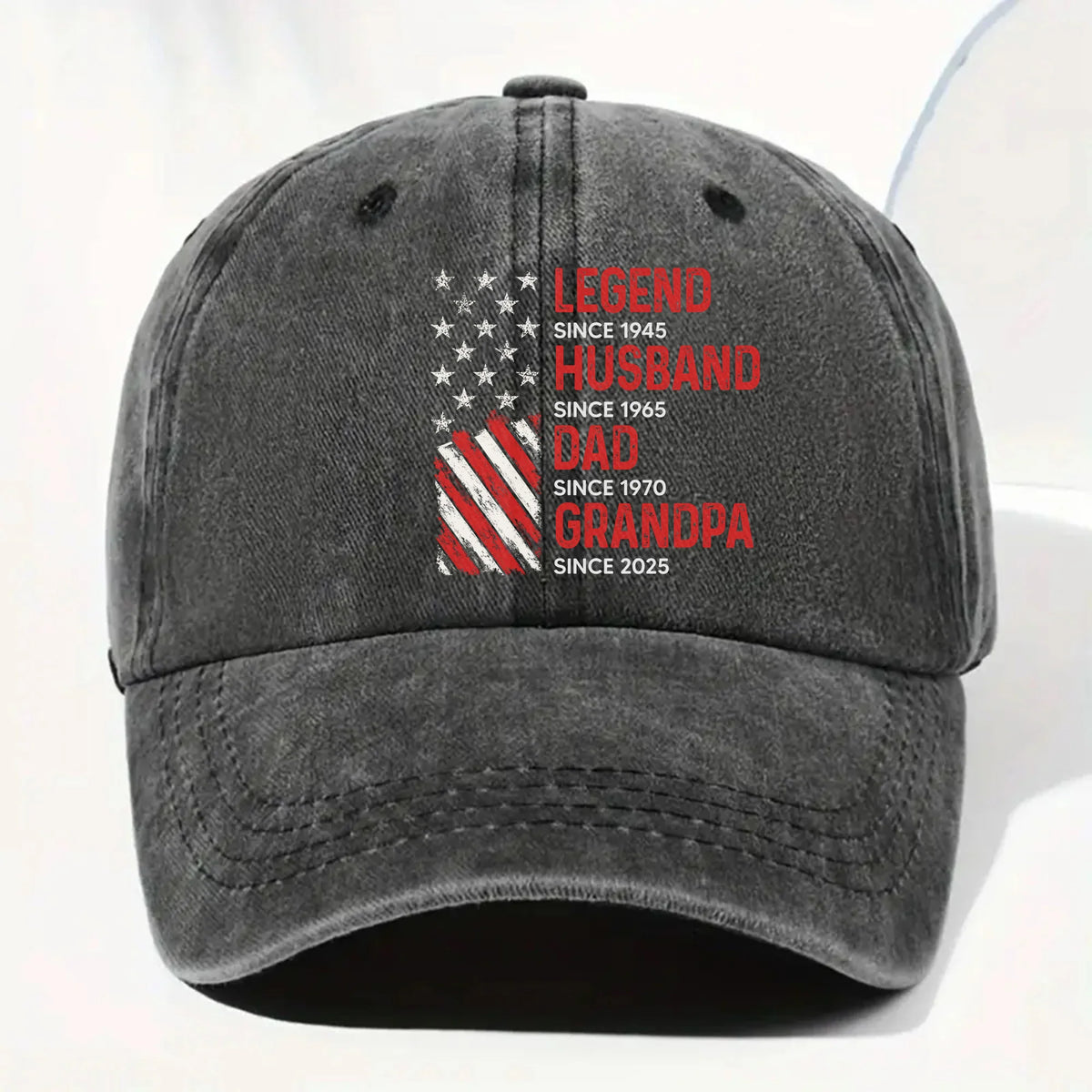 "Legend Since Husband Dad Grandpa" Custom Vintage Washed Cotton Cap - Personalized Gift for Family