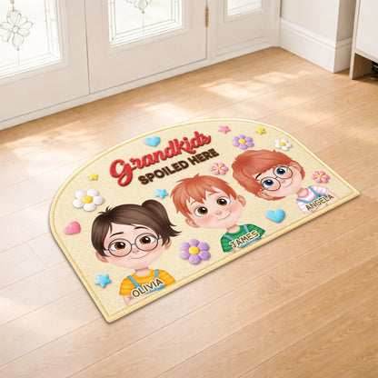 Custom Grandkids Spoiled Here Doormat personalization view for Grandma
