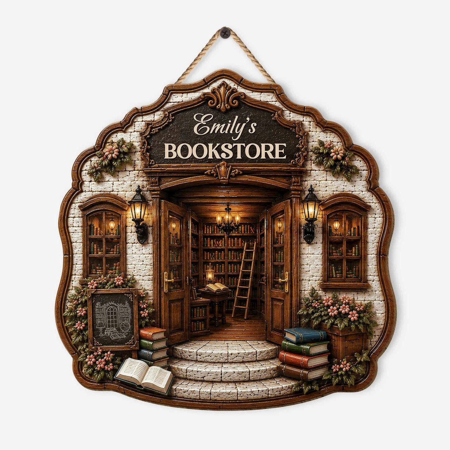 Custom Bookstore Wood Sign for Mom with personalized design details for meaningful gifting