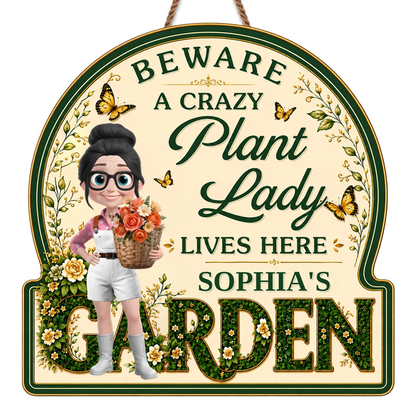 Custom Crazy Plant Lady Wood Sign for Mom with personalized design details for meaningful gifting image 7