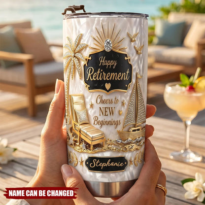 Happy Retirement Cheers to New Beginnings - Personalized Tumbler for Coworker Boss