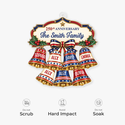 250th Anniversary Custom Names Family Bells Acrylic Ornament - Personalized Christmas Keepsake Gift for Family