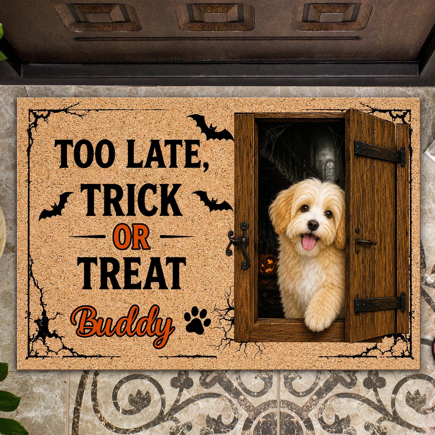 Custom Halloween Dog Doormat personalization view for Dog Lovers