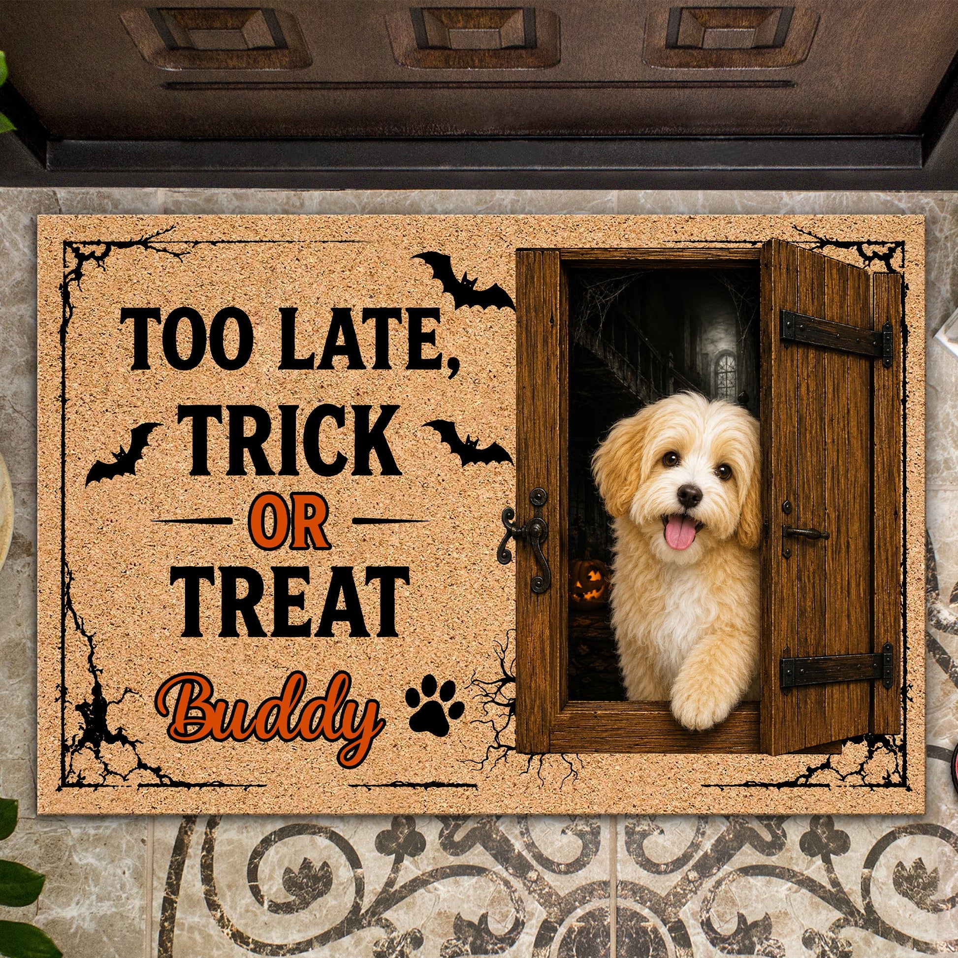 Custom Halloween Dog Doormat personalization view for Dog Lovers