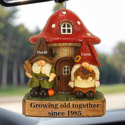 Personalized gnome couple wooden ornament with Growing Old Together printed quote for couples Christmas anniversary gift image 8