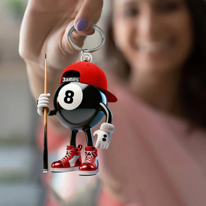 Personalized Name Billiard Keychain - Custom Pool Ball Gift for Billiard Lovers