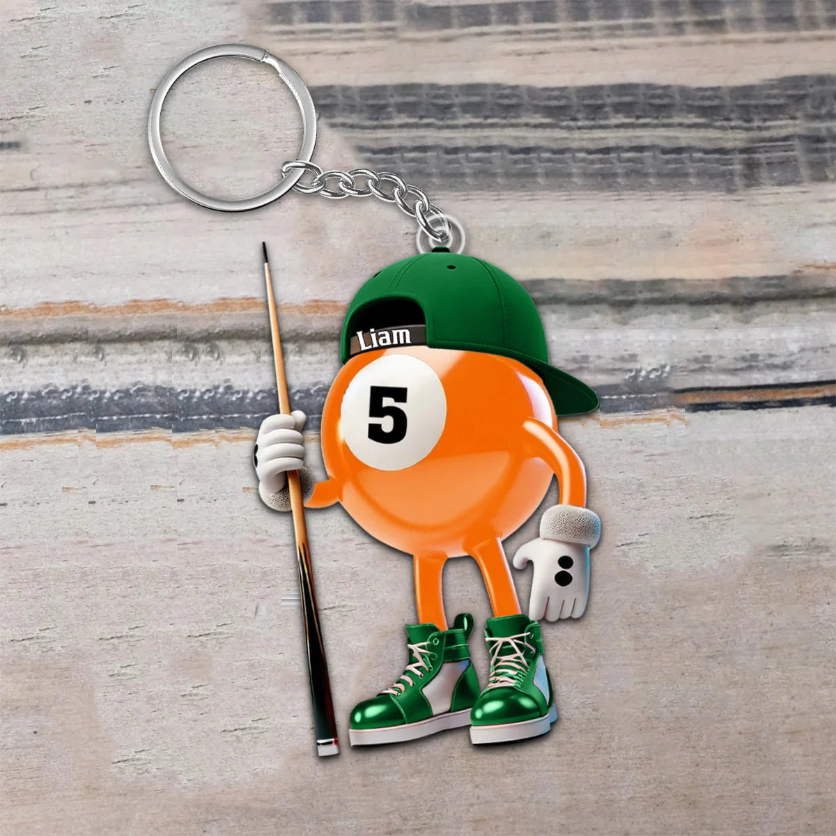 Personalized Name Billiard Keychain - Custom Pool Ball Gift for Billiard Lovers