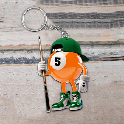 Personalized Name Billiard Keychain - Custom Pool Ball Gift for Billiard Lovers