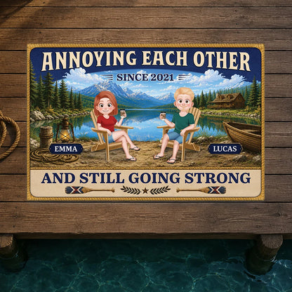"Annoying Each Other Since" Personalized Couple Doormat - Custom Lake House Decor Gift